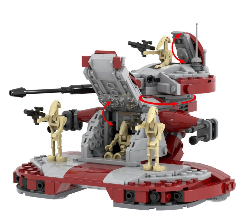 Star Wars Battle Droid Armored Assault Tank MOC Building Set - 398pcs (Red) - Image 6